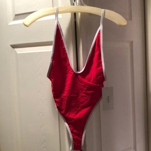 Red and White sexy one piece swimsuit